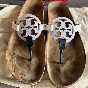 TORY BURCH Miller Cloud Sandal in Spring Lavender, Black & New Ivory Size 12